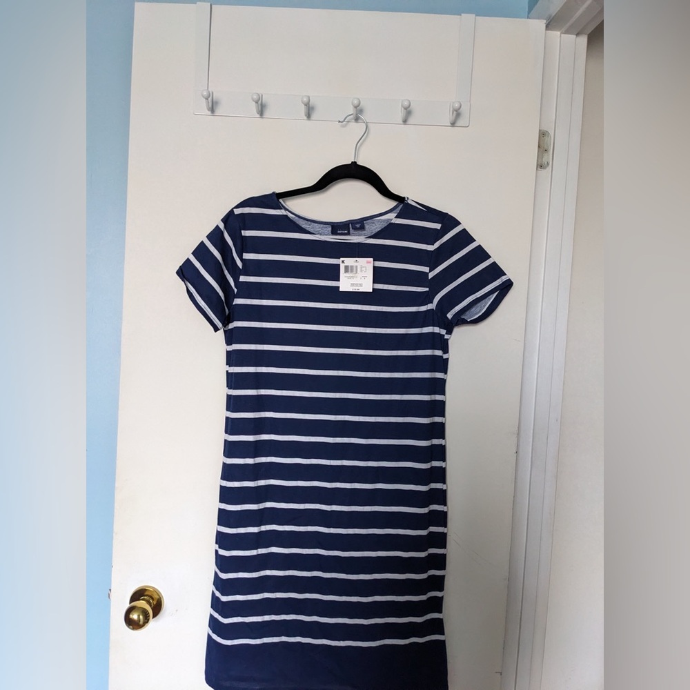 Navy and White Striped Dress